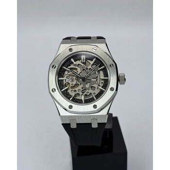 Custom Seiko Mod • Black Stardust Silver Skeleton AP • 42mm